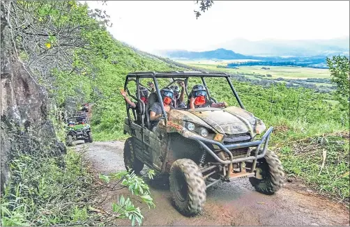  ?? PHOTOS COURTESY OF KIPU RANCH ADVENTURES ?? Off-roading through Kipu Ranch will take you up into the hillsides toward stunning views of Kipu Kai Beach, where many Hollywood movies have been shot, including 2011’s “The Descendant­s.”