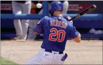  ?? LYNNE SLADKY — THE ASSOCIATED PRESS ?? The Mets’ Pete Alonso moves away from a close pitch thrown by Houston’s Bryan Abreu during the third inning on Saturday in Port St. Lucie, Fla.