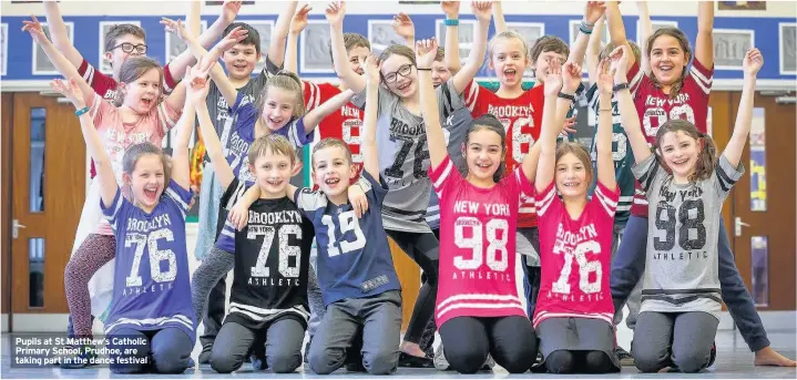  ??  ?? Pupils at St Matthew’s Catholic Primary School, Prudhoe, are taking part in the dance festival