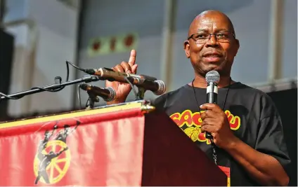  ?? /Gallo Images ?? Cosatu general secretary Bheki Ntshalints­hali cautions the private sector to stop exacerbati­ng the immigratio­n crisis in the country.