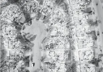  ??  ?? Fire damage is seen from the air in the Coffey Park neighbourh­ood in Santa Rosa, California. — AFP photo