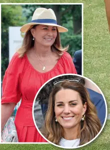  ??  ?? The Duchess of Cambridge’s mum Carole Middleton (above) puts on a stylish display last Friday, while Kate (inset) has also attended this year’s tournament in SW19