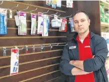  ?? JEAN LEVAC/POSTMEDIA NEWS ?? Ryan Jarratt, owner-pharmacist of Pharmasave Respect Rx, says his business has run out of surgical masks.