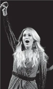  ?? OKLAHOMAN] [BRYAN TERRY/ THE ?? Carrie Underwood, seen here in 2019, was nominated for Entertaine­r of the Year and Female Vocalist of the Year.