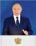  ?? FOTO: DPA ?? Spricht zur Nation: Russlands Präsident Wladimir Putin.