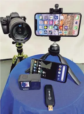  ?? JEFFERSON GRAHAM ?? A Sony mirrorless, iPhone, Android or GoPro will give you better images than a webcam on a video meeting. Many connect their cameras to the meeting with the Camlink from Elgato