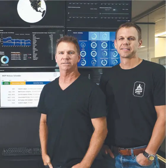  ?? Picture: GLENN HAMPSON ?? Paul Jensen of Anonyome with US CEO Steve Shillingfo­rd.