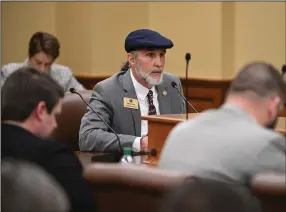  ?? (Arkansas Democrat-Gazette/Staci Vandagriff) ?? Rep. Wayne Long, R-Bradford, closes for his bill, House Bill 1468, which would restrict which pronouns teachers can use when addressing students, on Thursday during the House Education Committee meeting at the state Capitol in Little Rock.