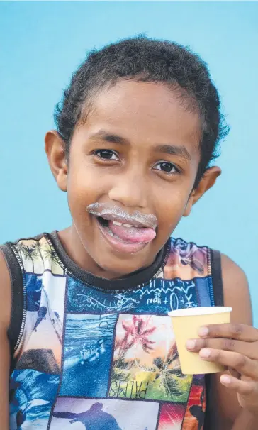  ?? Picture: ANNA ROGERS ?? DAILY NUTRITION: Regular milk drinker Francillon Gordon, 7, enjoys a cup of frothy milk for World Milk Day.