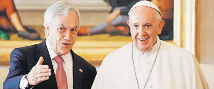  ??  ?? ► El Presidente Sebastián Piñera estuvo reunido por 32 minutos con el Papa Francisco.