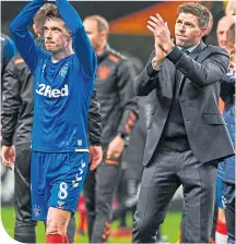  ??  ?? Ryan Jack and boss Steven Gerrard were celebratin­g a stunning success in Braga