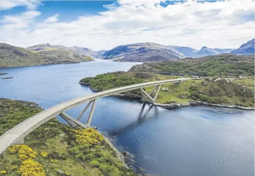  ?? ?? Kylesku Bridge in Sutherland, which sits on the North Coast 500. Sixty rangers have been axed across Scotland’s beauty spots, including areas covered by the NC500.