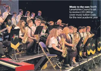  ??  ?? Music to the ears North Lanarkshir­e Council is set to receive £351,000 to cover music tuition costs for the next academic year