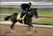  ?? CHARLIE RIEDEL — THE ASSOCIATED PRESS ?? Kentucky Derby entrant Epicenter works out at Churchill Downs Thursday, in Louisville, Ky. The 148th running of the Kentucky Derby is scheduled for Saturday.