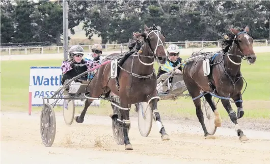  ?? PHOTO: MONICA TORETTO ?? First starter Wattlebank Star (left) holds out Maree Long to win at Roxburgh yesterday.