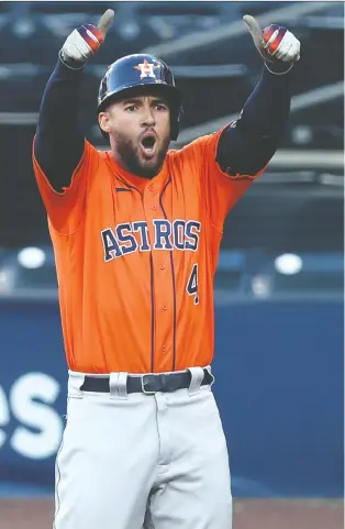  ?? EZRA SHAW/ GETTY IMAGES FILES ?? George Springer played a big part in the Houston Astros winning one World Series and making it to another in recent years and will be looking for a lucrative contract this off-season.