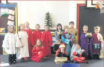  ??  ?? Festive songs Deanston Primary School P1/2 performed their nativity as part of the school’s Christmas Concert on Thursday, December 13. The children sang ‘Little Donkey’ and‘Away in a Manger’.