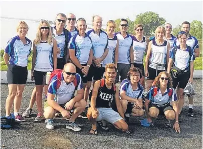  ??  ?? Alison Anderson, in the centre of the back row, on her 310-mile ride through Vietnam and Cambodia to raise cash for research into Parkinson’s disease, which she has been diagnosed with.