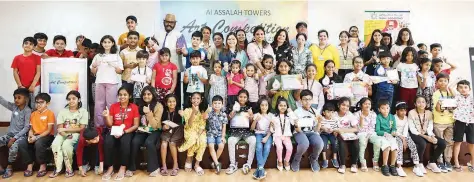  ?? ?? Al Assalah Towers art competitio­n was held on March 29 at Al Ghubra