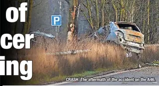  ?? ?? CRASH: The aftermath of the accident on the A46.