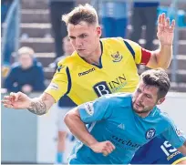  ??  ?? Dale Hilson in action for former side Forfar against St Johnstone captain Jason Kerr.