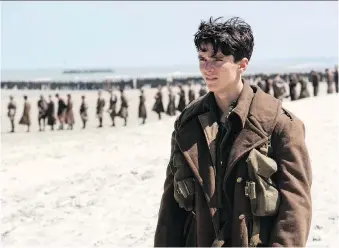  ?? WARNER BROS. ?? Fionn Whitehead stars in Dunkirk, Christophe­r Nolan’s new movie about an Allied evacuation before the Americans entered the Second World War.