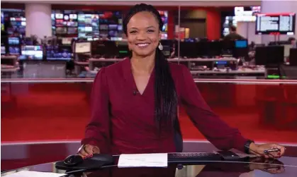  ?? ?? Lukwesa Burak reading the news with braids for the BBC. Photograph: BBC