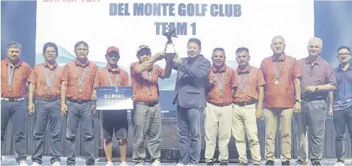  ?? PHOTOGRAPH COURTESY OF PAL ?? MEMBERS of Del Monte celebrate after capturing their first-ever Philippine Airlines Interclub Seniors division trophy on Sunday at the Pueblo de Oro in Cagayan de Oro City.