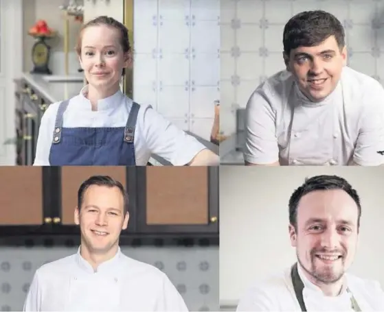  ??  ?? On the menu Chefs Roberta Hall, Paul Graham, Scott Smith and Sam Carter will be performing to a live audience in The Strathearn restaurant at Gleneagles