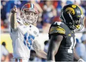  ?? CHRIS O’MEARA/ASSOCIATED PRESS ?? Redshirt junior kicker Eddy Pineiro posted a video Tuesday of the long-distance FG he hit during UF’s spring workouts.