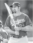  ?? BRENDON THORNE, GETTY IMAGES ?? The Dodgers’ Adrian Gonzalez was given a cricket bat Tuesday.