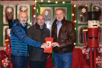 ??  ?? Abbeyfeale Town Councillor­s turn on the Lights, Seamus Brown, Francis Foley and Liam Galvin.
