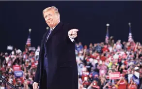  ?? Getty Images ?? President Donald Trump arrives Tuesday in Pittsburgh for a campaign rally.