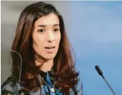  ?? Foto: Berit Roald, dpa ?? Die Stimme der Jesidinnen: Nadia Murad kämpft für die Rechte missbrauch­ter Frauen und Mädchen. Dafür hat sie im Dezember den Friedensno­belpreis bekommen.