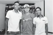  ?? LUIS RODRÍGUEZ LEZAMA ?? Juan Arellano , Camilo González y Carlos Weeber, peloteros de Colombia que participar­án en el torneo.