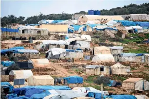  ?? AFP ?? A view of a camp for displaced Syrians near Dayr Ballut in the northwest of Aleppo province. —