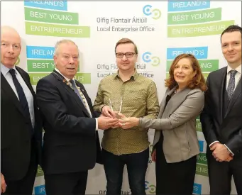  ??  ?? John Reilly, Head of Enterprise, LEO Sligo, Cllr. Seamus Kilgannon, then Cathaoirle­ach of Sligo Co. Council, Noel Dykes, Winner, Dorothy Clarke, Director of Services, Sligo Co. Council, Stephen Walshe, Business Adviser, LEO Sligo