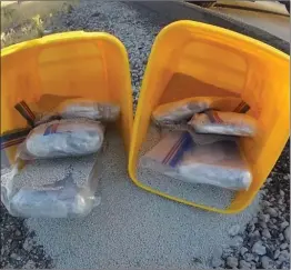  ?? Courtesy photo ?? During a traffic stop, deputies discovered drugs hidden in tubs of kitty litter.