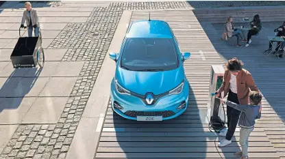  ??  ?? The new Renault Zoe has a bigger battery and can travel about 242 miles on a single charge. Expect it to cost in the region of £22,000 when it goes on sale in August.