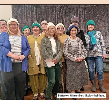  ?? ?? Butterton WI members display their hats.