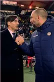  ?? GETTY ?? Saluto tra allenatori Paulo Fonseca, 46, e Igor Tudor, 41