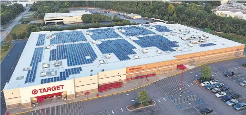  ?? TARGET CORP VIA THE NEW YORK TIMES ?? An undated photo shows solar panels on the roof of a Target store in Greenville, South Carolina.