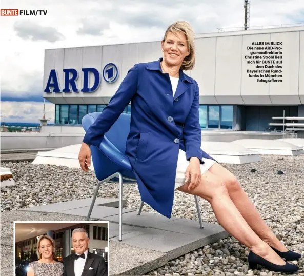  ??  ?? ALLES IM BLICK Die neue ARD-Programmdi­rektorin Christine Strobl ließ sich für BUNTE auf dem Dach des Bayerische­n Rundfunks in München fotografie­ren