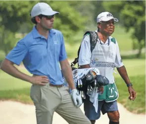  ?? ADAM CAIRNS/COLUMBUS DISPATCH ?? Caddie Hylton “JJ” James predicts Ben Kohles will become a contending PGA Tour player within two years.