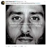  ?? PHOTO BY TWITTER VIA AP ?? Former National Football League player Colin Kaepernick tweeted Monday showing a Nike advertisem­ent featuring him. Kaepernick already had a deal with Nike that was set to expire, but it was renegotiat­ed into a multi-year deal to make him one of the faces of Nike’s 30th anniversar­y “Just Do It” campaign, according to a person familiar with the contract.