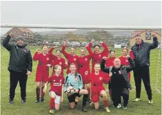  ?? ?? Scarboroug­h Ladies FC Under-12s Reds celebrate their second win