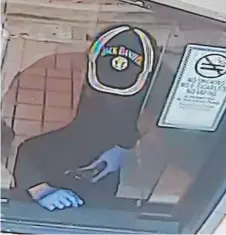  ?? ?? Police have arrested a man they believe to be responsibl­e for a frightenin­g robbery at the Mcdonald’s Ingham drive-through. These CCTV images were captured during the crime.