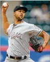  ?? GETTY IMAGES ?? Marlins rookie starter Sandy Alcantara gave up two runs in seven innings in a 4-3 loss to the Mets in the first game of a doublehead­er.