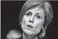  ?? [PABLO MARTINEZ MONSIVAIS/THE ASSOCIATED PRESS] ?? Sally Yates, an Obama administra­tion holdover, served as acting attorney general for 10 days before she was fired by President Donald Trump.