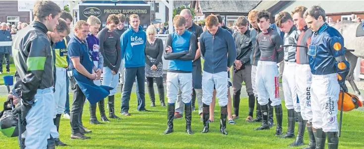  ?? Picture: Kim Cessford. ?? Jockeys and course staff held a minute’s silence before the first race.